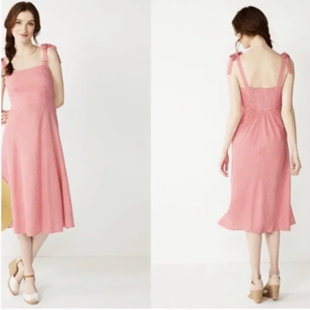 Draper James RSVP Bow Strap Midi Dress Red White Gingham Check Square Neck XXL